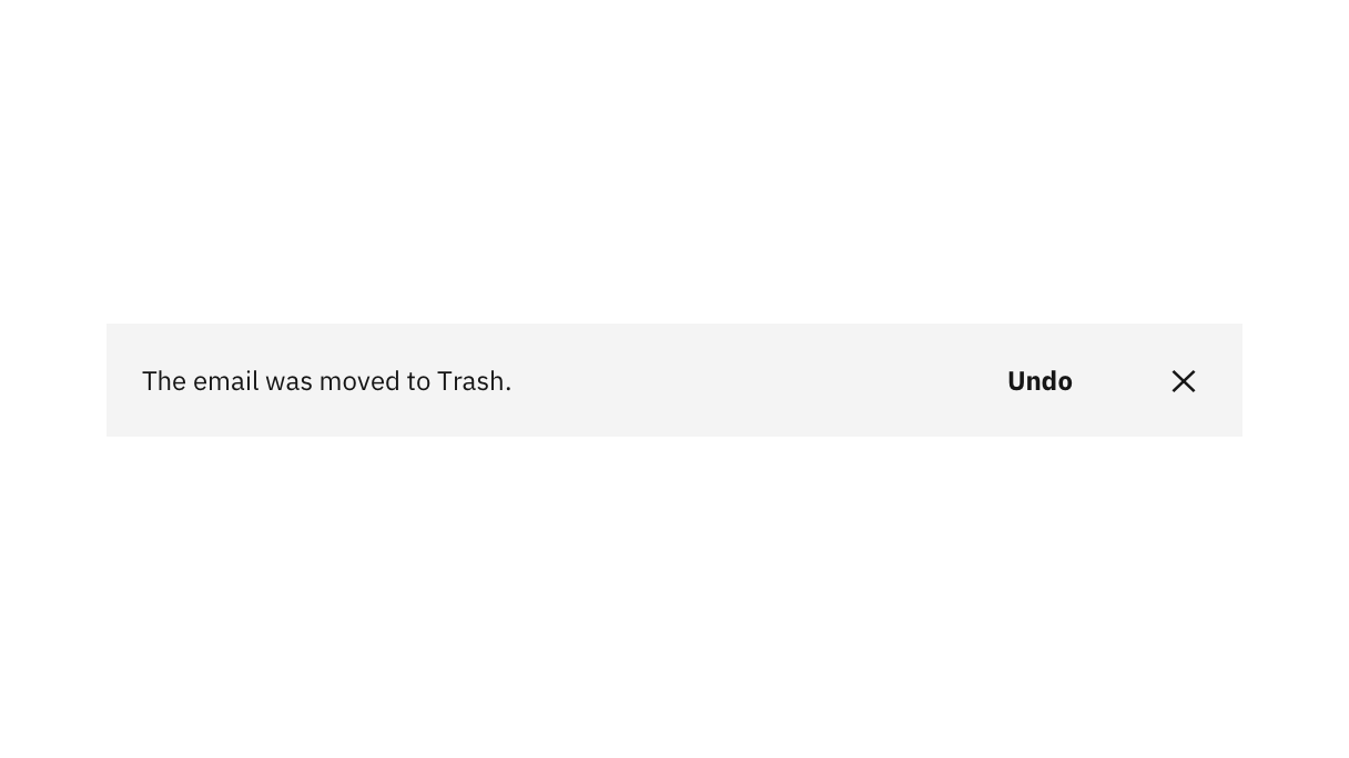 notification saying 'XXX was moved to Trash' with undo button