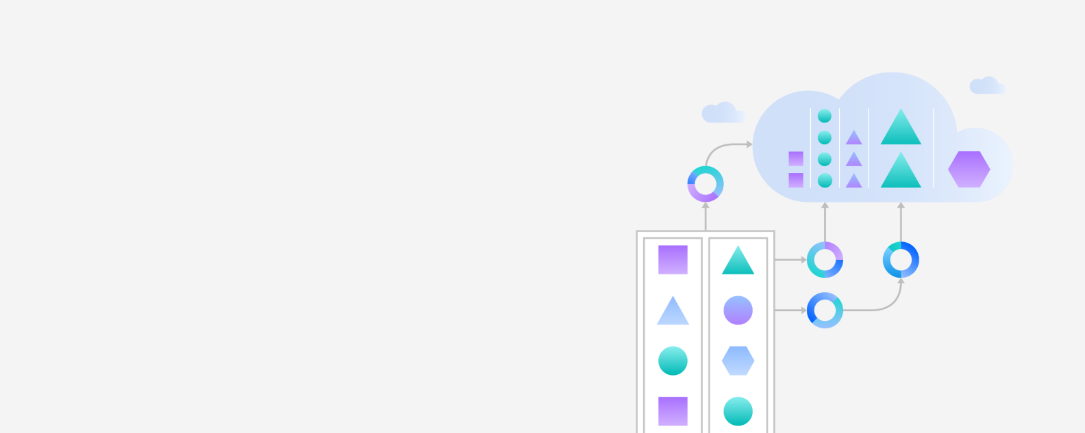 Illustration of a workflow with icons on cloud